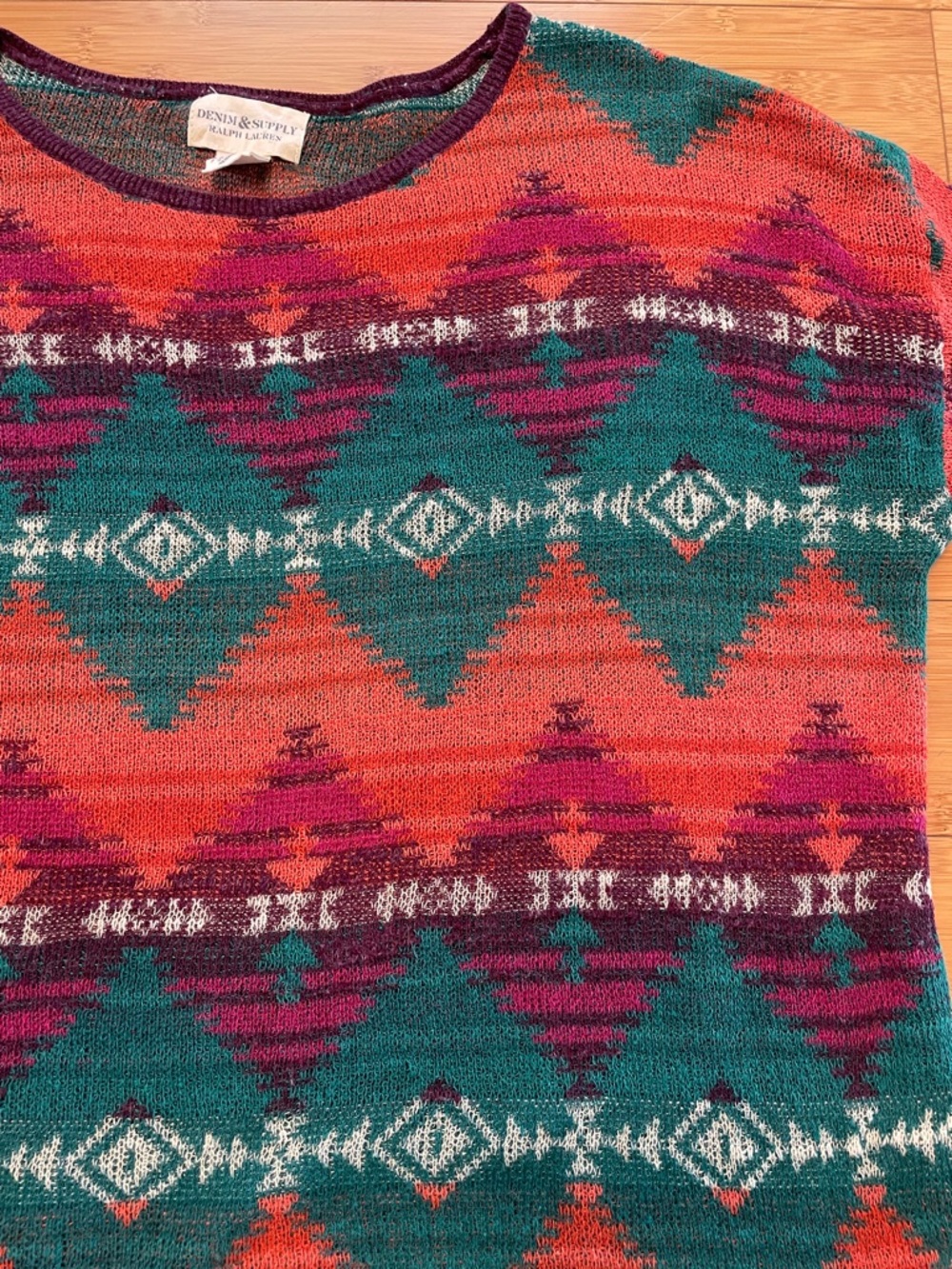 Denim & Supply Ralph Lauren Top Large Relaxed Geometric Aztec Sweater Multi - Picture 12 of 12